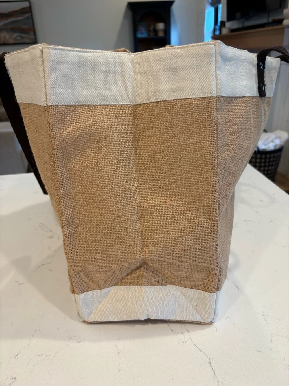 Large #MOMLIFE Wantable Jute Tote Bag in Natural/Cream